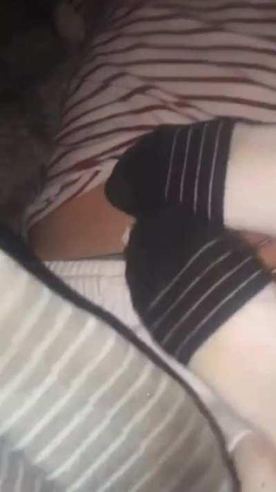 Luckiest guy ever gets 4 girls to rub his crotch at a party till he finishes