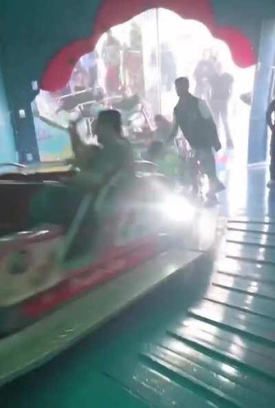 Hopping on a carnival ride