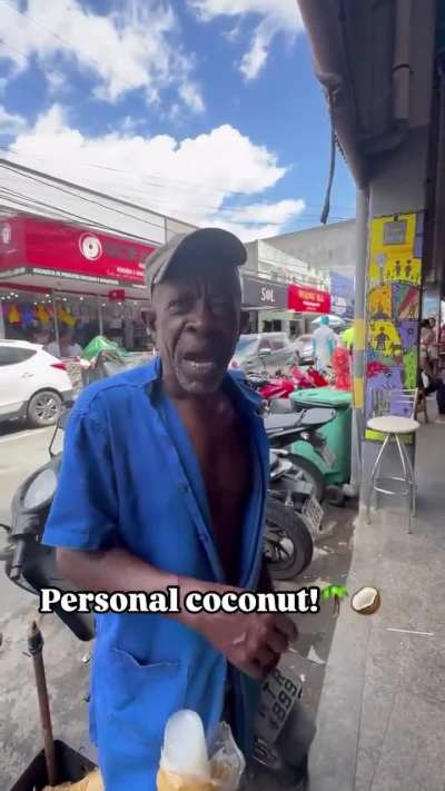 Jackie Chan selling coconut in Brazil?