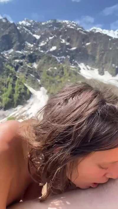 Thanking my guide for getting me to the top