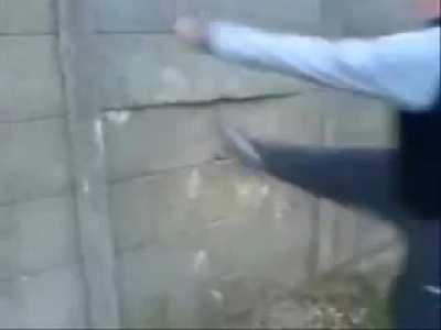 Teen tries to kick a hole in a concrete wall. What could possibly go wrong?