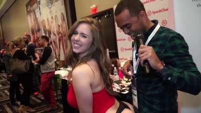 This Lucky Dude get to Interview Lena Paul in an AVN porn Convention