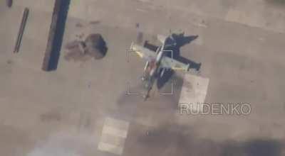 RU POV Ukrainian Su-25 hit by lancet at Dolgintsevo airfield in Krivoy Rog