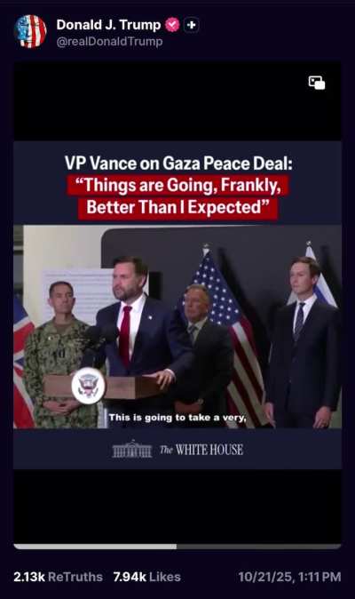 10/21/25 - JD Vance on the cease fire between Israel and Hamas.