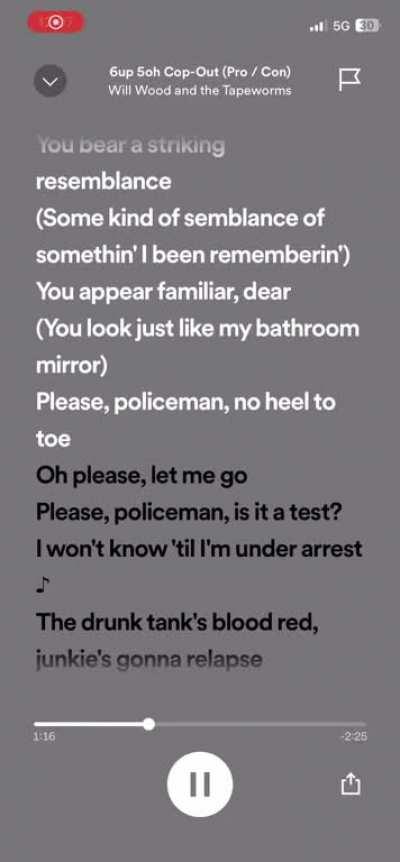 Found out that if you repeatedly click “Please policeman no heel to toe” on the Spotify lyrics it will sound like Sans