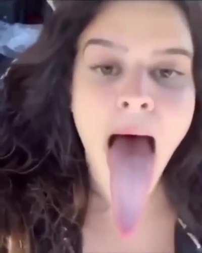 The length of this woman's tongue