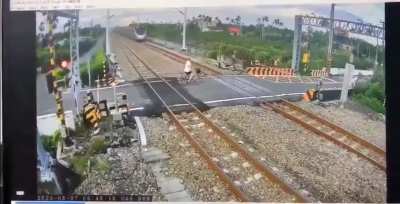 A man was trying to cross the street when a train crashed into him, causing a tragic accident.