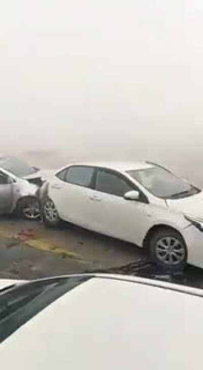 Foggy Sialkot Lahore motorway interchange pileup