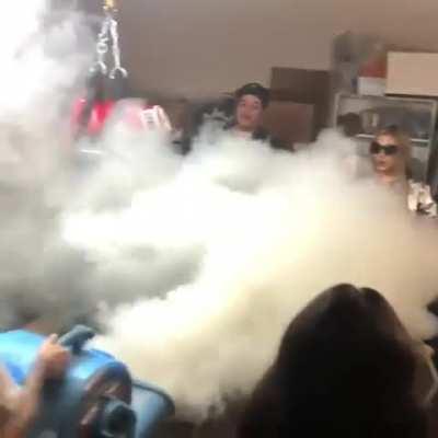 I know a man who does this every 4:20pm in a tent at a festival we use to go to....