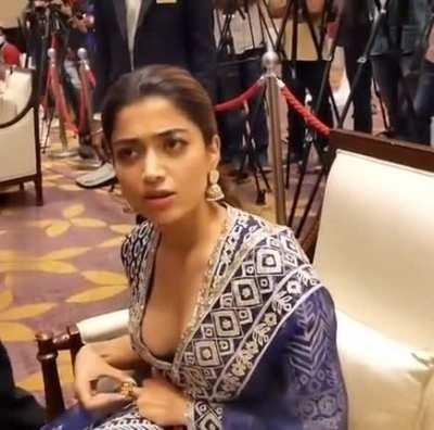 Best Cleavage show by Rashmika Mandanna Ever. Before going to Bollywood Whorehouse She in end wants to thank her Telugu Fans by showing them for what they craved for