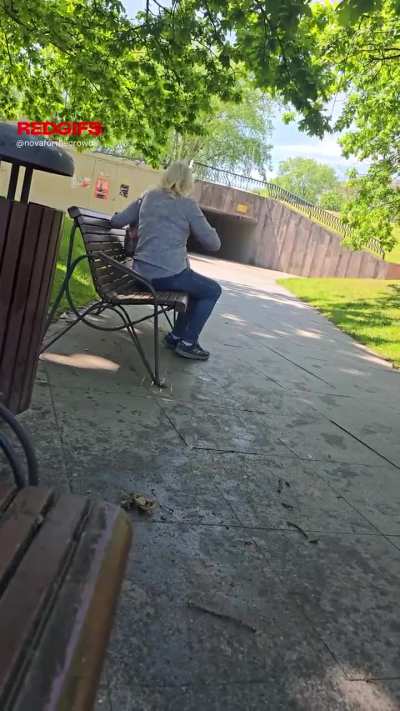 Caught by the lady that went past. I didn't realize she stopped right there to take a seat and she saw it all. I think she felt awkward because after she looked at me, she turned her back and never looked again. Would you have had the same reaction?