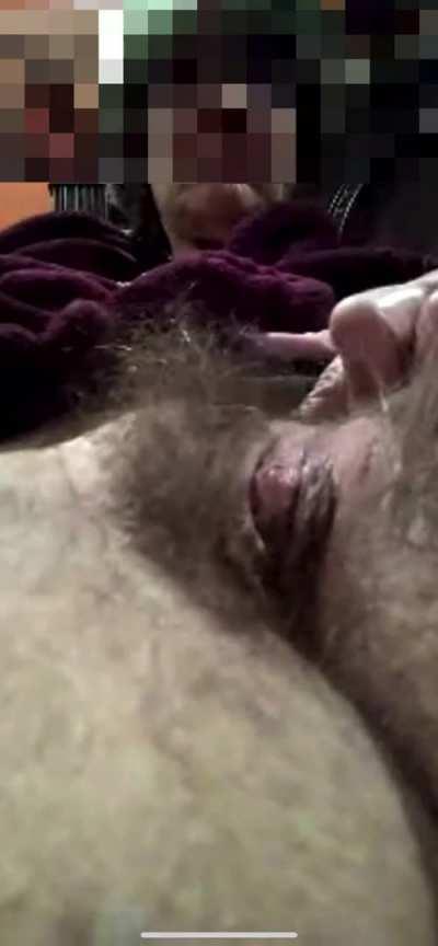 Spreading the fur so you can see my wrinkled mature pussy lips