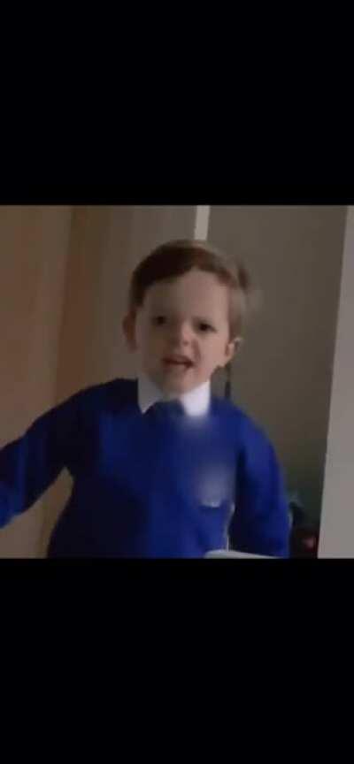 Lad threatens to assault father christmas for putting him on the naughty list.