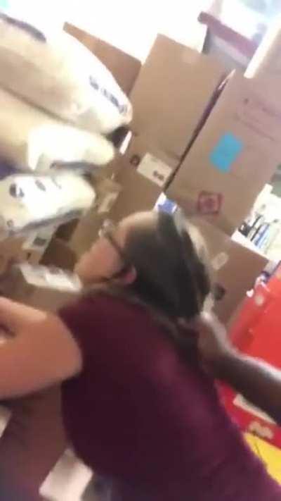 Getting stuffed on her lunch break