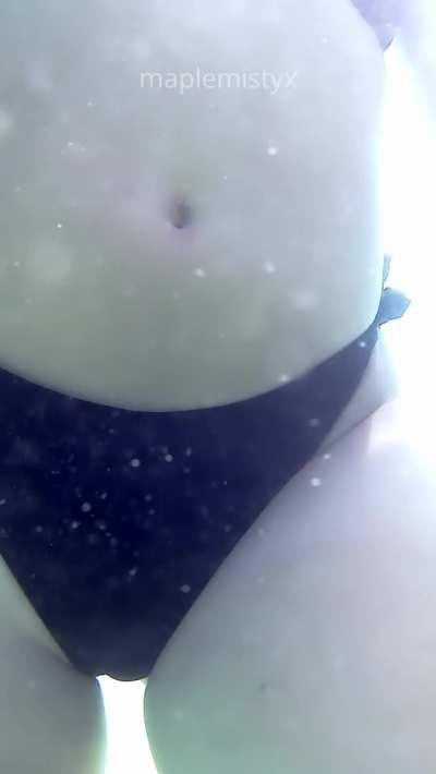 Flashing in the sea with people around