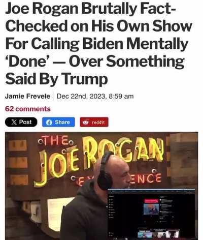 Joe Rogan mocks President Biden (”You’re done.”) for saying “We didn't have enough airports” during the Revolutionary War, then realizes Trump is the one who said it. Biden just quoted Trump to mock him. Oops.
