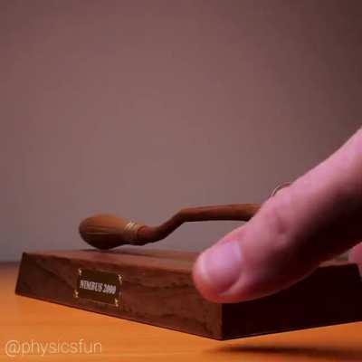 Nimbus 2000: physics wizardry (via a 2D magnetic trap) creates the illusion of Harry Potter magic. This broomstick won’t fly but will remain levitated due to a careful arrangement of permanent magnets in the base and bristles.