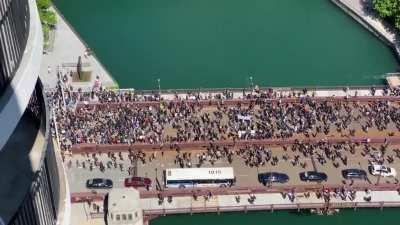 Protesters headed down State.