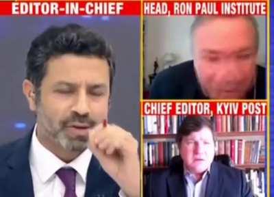 Rahul Shivshankar of Times Now yells at the wrong panelist on the Newshour.