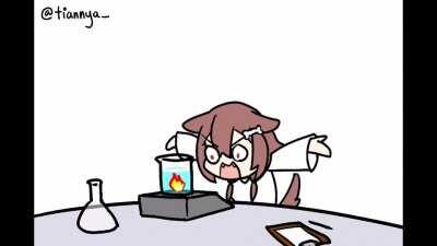 I animated Korone majoring in chemistry at Asa Coco University