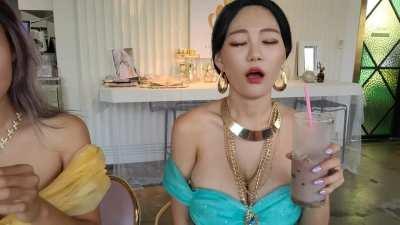 Berry enjoying her drink