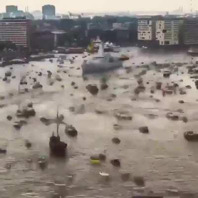 Massive Port traffic in Amsterdam during an event..
