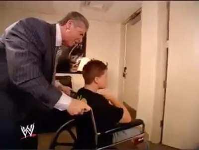 That time Mr.McMahon almost killed a boy in a wheelchair.