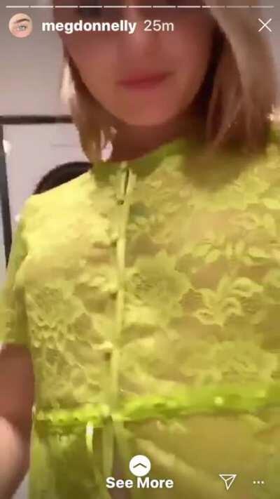 Meg wearing a see through top ok her IG story