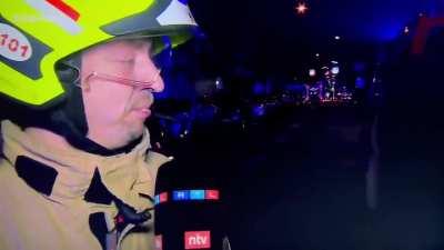 Idiot shoots gun in front of a firefighter and camera crew