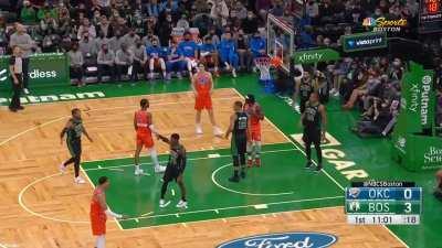 [Highlight] Jayson Tatum stuffs Dort's layup attempt on the fast break