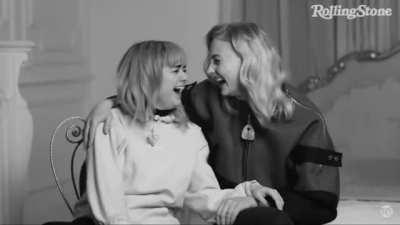 Maisie Williams and Sophie Turner joking about a 