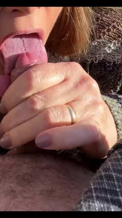 MILF job in the woods