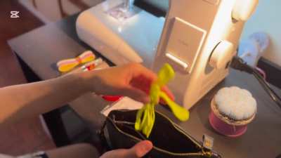 What's in my sewing kit? Sewing tape, seam ripper, thread cutter, DIY Needle book—with safety pins and pins, etc.