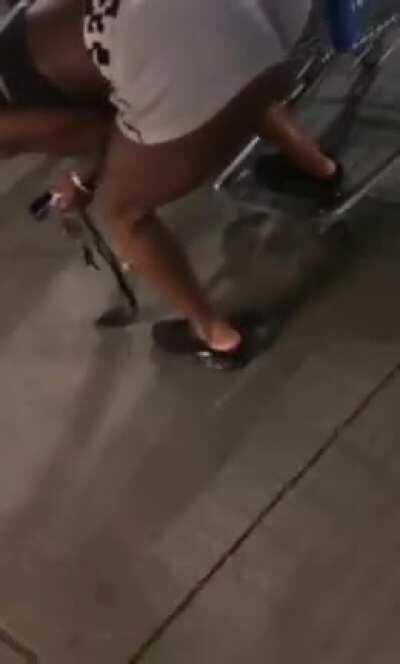 Ghetto jiggly booty bendin over in booty shorts no panties