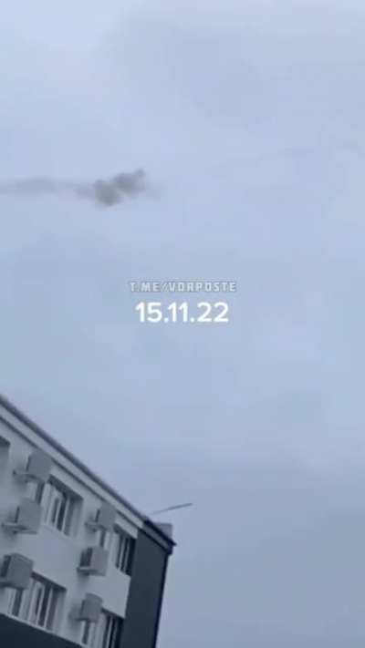 The moment of a Russian caliber over the Kyiv region being shot down by anti air