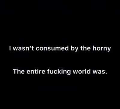 My final message. I’ve been... consumed by the horny.