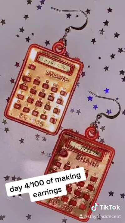 making red calculator earrings