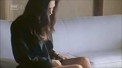 Jennifer Connelly taking off stockings and bra (implied topless) In 'The Heart Of Justice' 1992 - AI Denoised, which messed up the eyes a bit, but the rest is worth it!