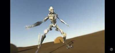 Grievous after he digs up the lightsabers Rey buried