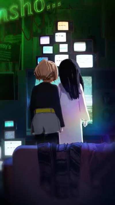 “Sadako interrupts during the climax” by @gensho_yasuda (twitter)