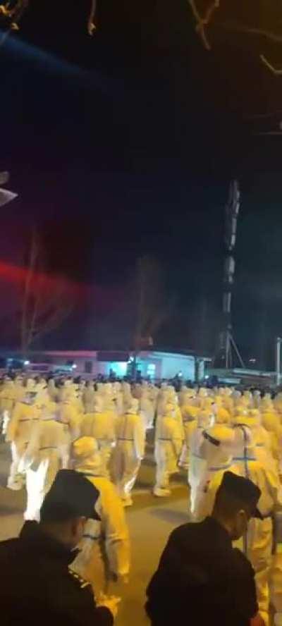 Xian last night. Locked down a huge part of center of city last night. And decided this was a good idea. Source is my friends cell phone. There’s countless others like it. Obviously was well documented.