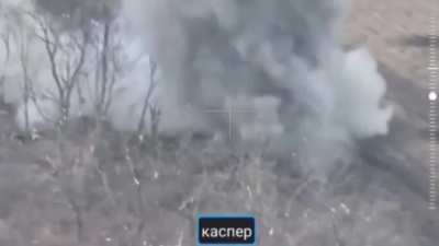 Drone footage of a Russian assault group using a civilian car for their attack on a Ukrainian position. While trying to advance, they drive over an anti-tank mine.