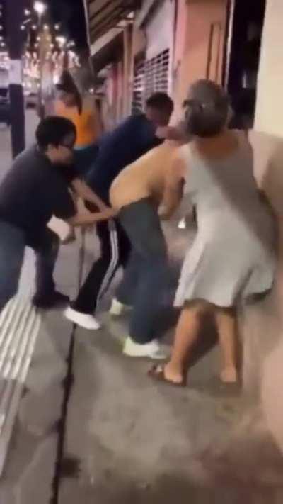 Man pulls down another mans pants during a fight and fingers his ass