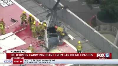 A helicopter carrying a heart for a transplant crashed today in LA. Firefighters found the heart and handed it to a doctor who immediately tripped and dropped it.
