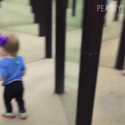 Hilarious compilation of Kids Mirror maze adventure (Source: Peachy, Facebook)