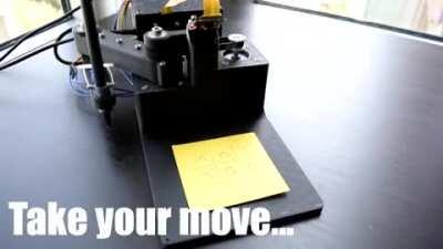 I made a tic-tac-toe playing robot with an attitude that always wins..sometimes by cheating. 3D printed and powered by Raspberry Pi. Full video in description!