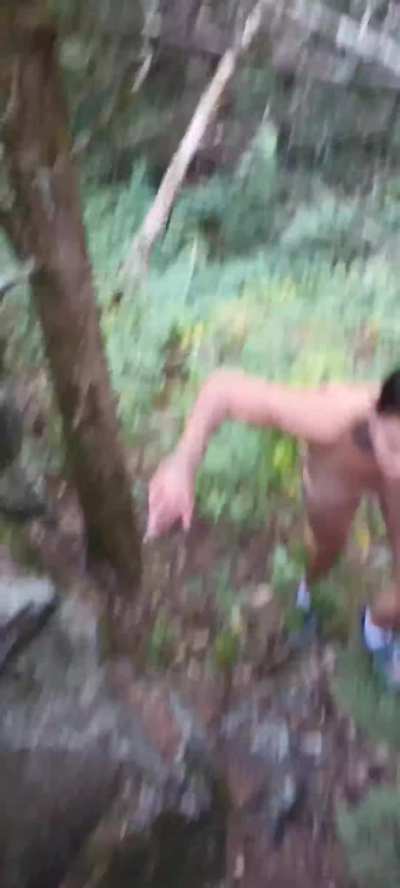Quick nude hiking cum walk