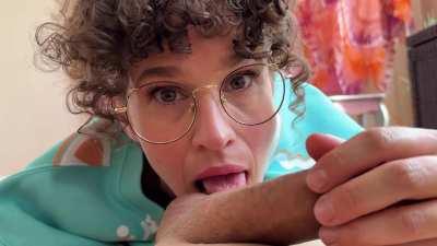 licking and sucking on balls