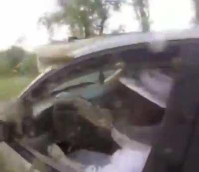 Guy has a large nest in his car.