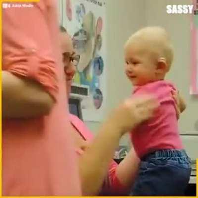 Baby listening for the first time